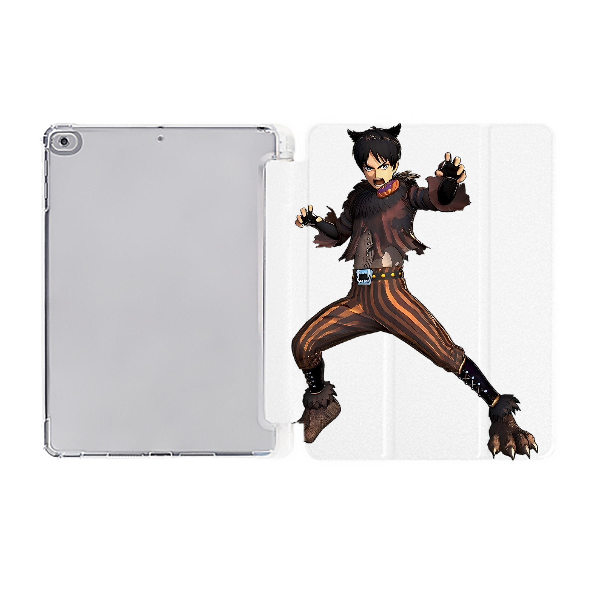 （画像用） 進撃の巨人 エレン･イェーガー Attack on Titan Eren Jäger IPad ケース ペン収納付き 三つ折りスタンド PUレザー×シリコン 対応機種9.5/10.5/10.9インチ
